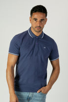 alt="Francisco Tolli navy slim solid melange t-shirt/polo front view"