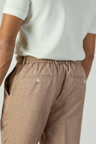 alt="Jack Morgan brick slim fresco trouser formal with drawstring back view"