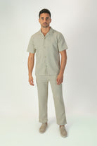 alt="Jack Morgan beige tailored knitted trouser casual co-ord pant with lace front full set view"