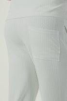 alt="Jack Morgan white tailored knitted trouser casual co-ord pant with lace back view"