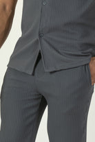 alt="Jack Morgan grey straight fit knitted casual co-ord trouser with lace front close view"