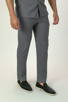 alt="Jack Morgan grey straight fit knitted casual co-ord trouser with lace front view"