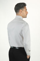 alt="Alberto Paolucci light beige slim texture formal full sleeve shirt back view"