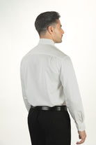 alt="JACK MORGAN regular solid spread collar formal full sleeve bamboo shirt off white back view"