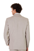 alt="MOSAIQUE slim texture suit formal 2 button 2 vent beige back view"