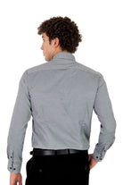 alt="Mosaique black regular texture formal full sleeve shirt back view"