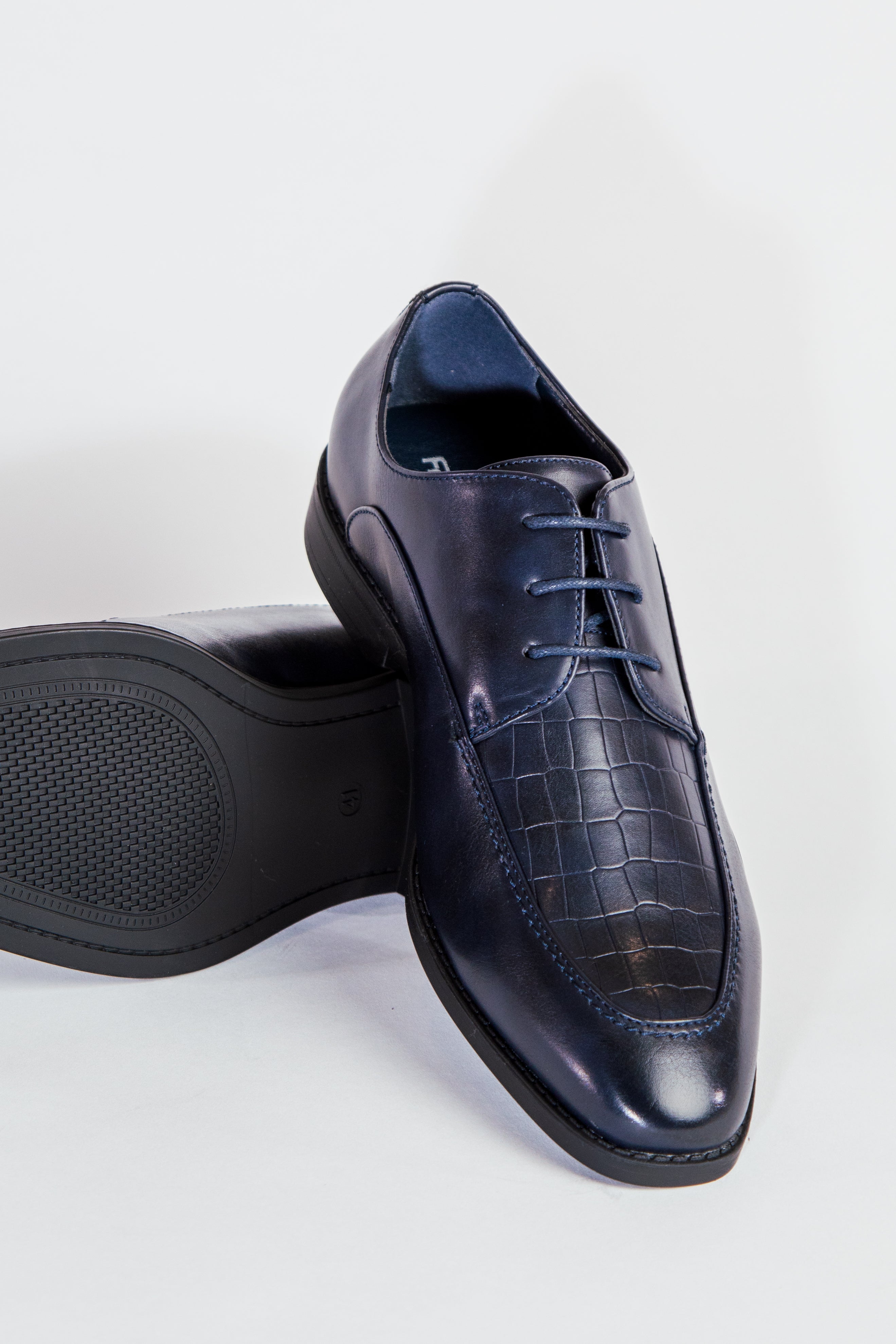 alt="FRANCISCO TOLLI regular lace up shoe formal navy side view"