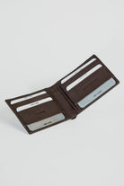alt="JACK MORGAN two fold accessories wallet brown open view"