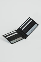 alt="JACK MORGAN two fold accessories wallet black open view"